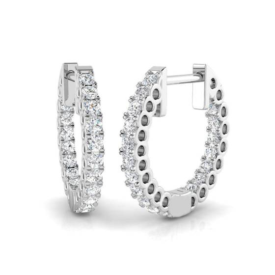 0.49ct SI2/G Round cut Diamond Hoop Earrings in 18k White Gold