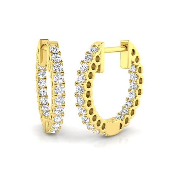 0.49ct I1/G Round cut Diamond Hoop Earrings in 9k Yellow Gold