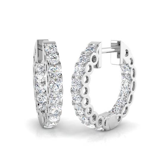 1.49ct I1/G Round cut Diamond Hoop Earrings in 9k White Gold