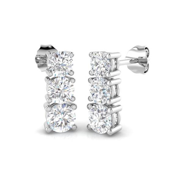 1.81ct I1/G Round cut Diamond Drop Earrings in 18k White Gold