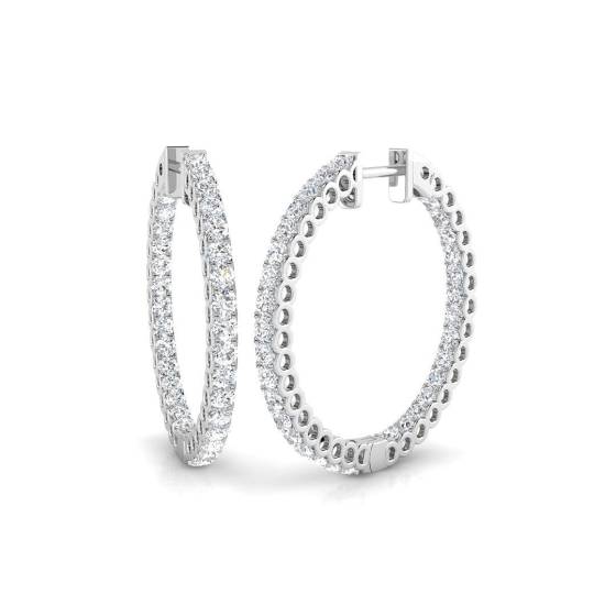 1.92ct SI2/G Round cut Diamond Hoop Earrings in 18k White Gold