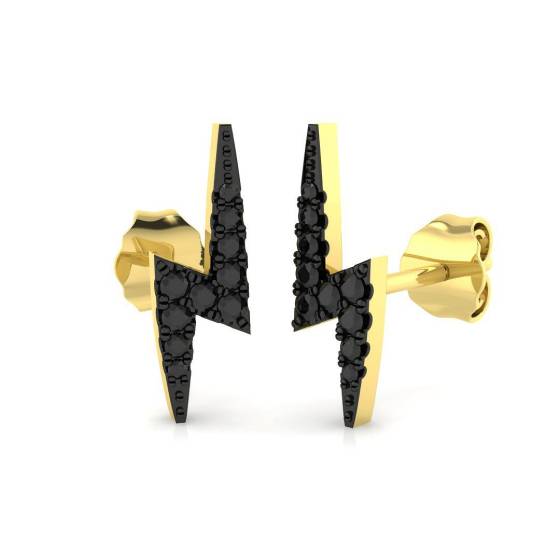 0.1ct Round cut Black Diamond Cluster Earrings in 9k Yellow Gold