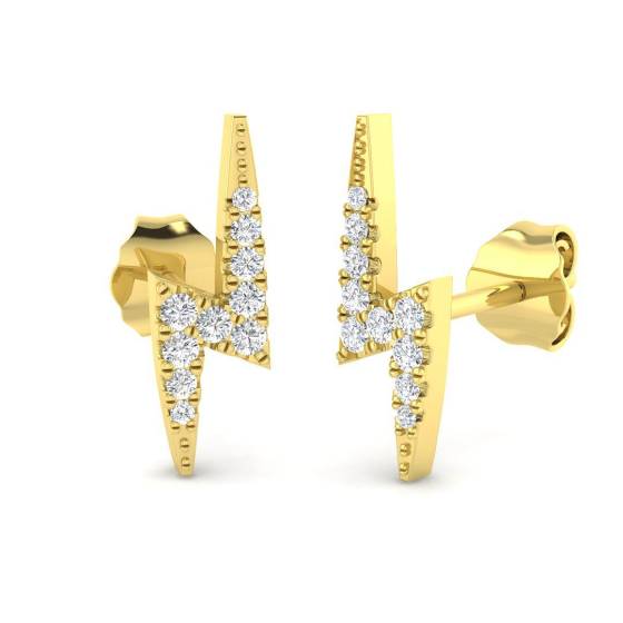 0.09ct SI2/G Round cut Diamond Cluster Earrings in 9k Yellow Gold