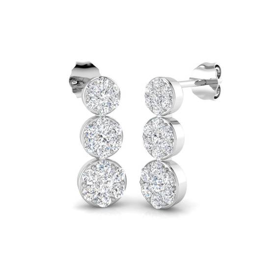 0.99ct SI2/G Round cut Diamond Drop Earrings in 18k White Gold