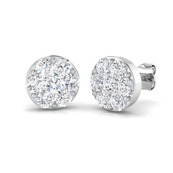 1.58ct SI2/G Round cut Diamond Cluster Earrings in 18k White Gold