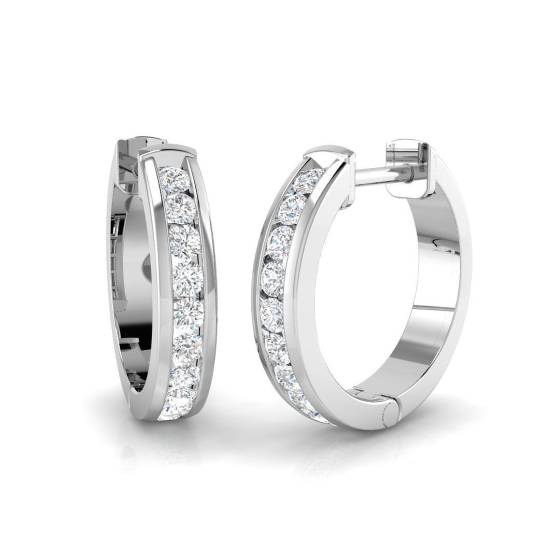 0.36ct I1/G Round cut Diamond Hoop Earrings in 9k White Gold