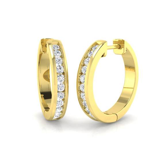 0.47ct SI2/G Round cut Diamond Hoop Earrings in 18k Yellow Gold