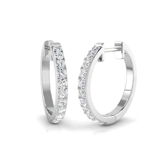 0.49ct SI2/G Round cut Diamond Hoop Earrings in 18k White Gold