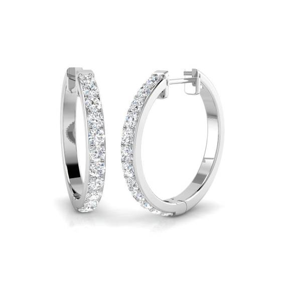 0.71ct SI2/G Round cut Diamond Hoop Earrings in 18k White Gold