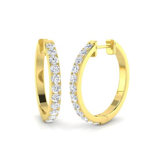 0.71ct SI2/G Round cut Diamond Hoop Earrings in 18k Yellow Gold