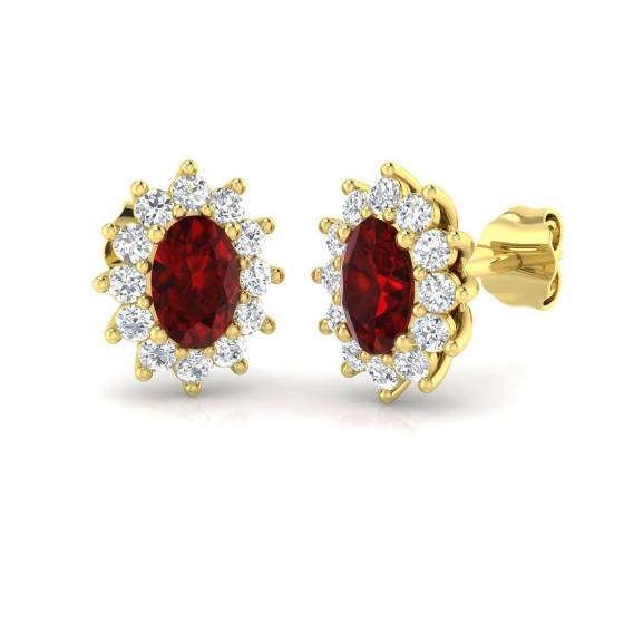 1.60ct SI2/G Oval cut Ruby Gemstone Earrings in 18k White Gold