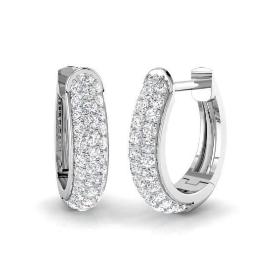 0.48ct SI2/G Round cut Diamond Hoop Earrings in 9k White Gold