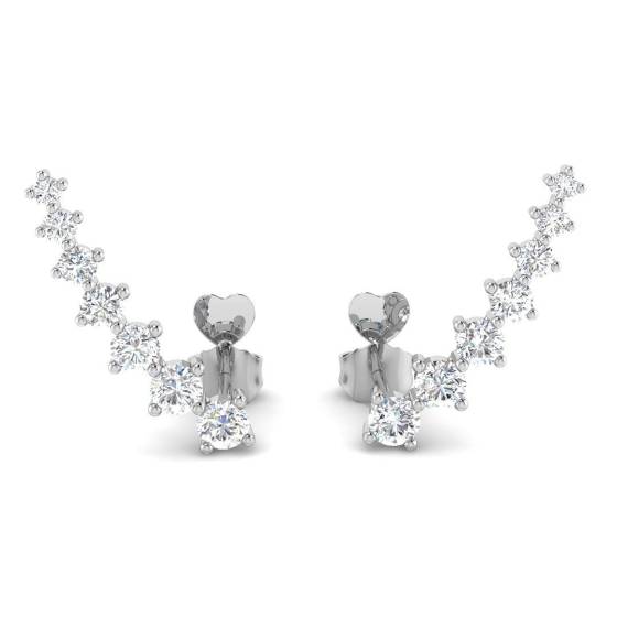 0.54ct SI2/G Round cut Diamond Cluster Earrings in 18k White Gold