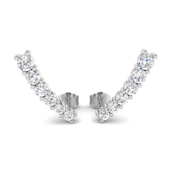 1.02ct SI1/G Round cut Diamond Crawler Earrings in 18k White Gold