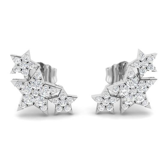 0.20ct SI2/G Round cut Diamond Cluster Earrings in 9k White Gold