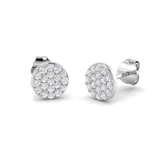 0.29ct SI2/G Round cut Diamond Cluster Earrings in 9k White Gold