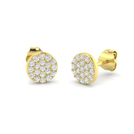 0.29ct SI2/G Round cut Diamond Cluster Earrings in 9k Yellow Gold