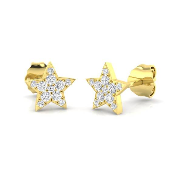 0.14ct SI2/G Round cut Diamond Cluster Earrings in 9k Yellow Gold