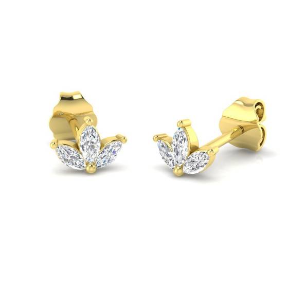 0.21ct SI2/G Marquise cut Diamond Cluster Earrings in 9k Yellow Gold