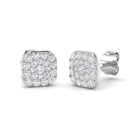 0.38ct SI2/G Round cut Diamond Cluster Earrings in 9k White Gold