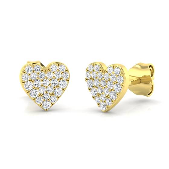 0.20ct SI2/G Round cut Diamond Cluster Earrings in 9k Yellow Gold