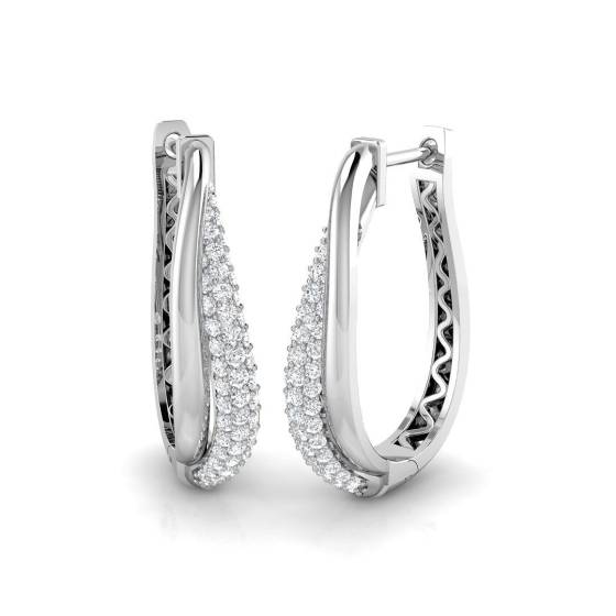 1.00ct SI2/G Round cut Diamond Hoop Earrings in 18k White Gold