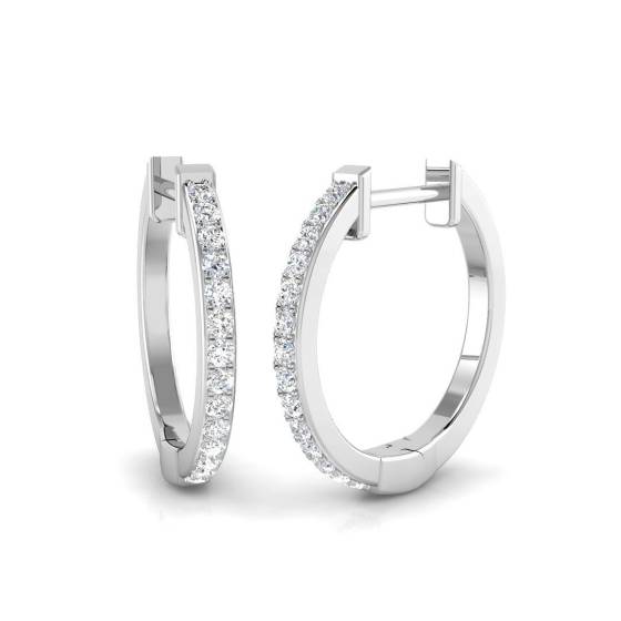 0.16ct SI2/G Round cut Diamond Hoop Earrings in 9k White Gold