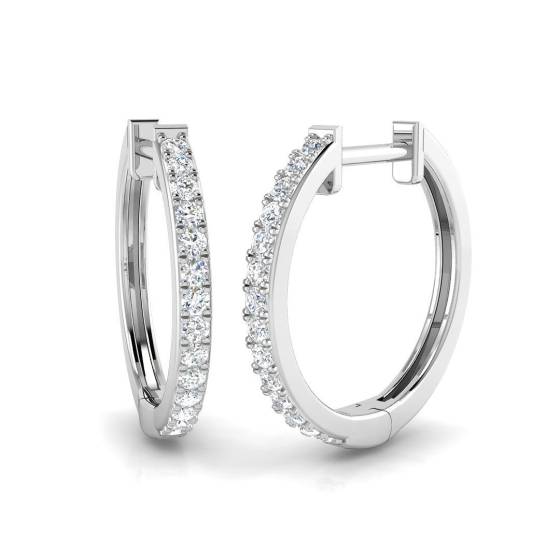 0.23ct SI2/G Round cut Diamond Hoop Earrings in 9k White Gold