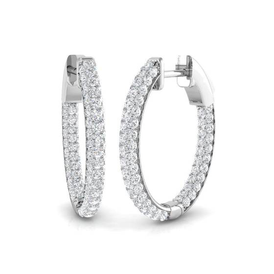 1.83ct SI2/G Round cut Diamond Hoop Earrings in 18k White Gold