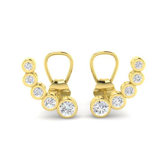 0.30ct SI2/G Round cut Diamond Cluster Earrings in 9k Yellow Gold