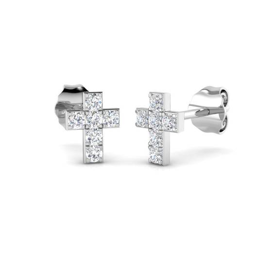 0.21ct SI2/G Round cut Diamond Cluster Earrings in 9k White Gold