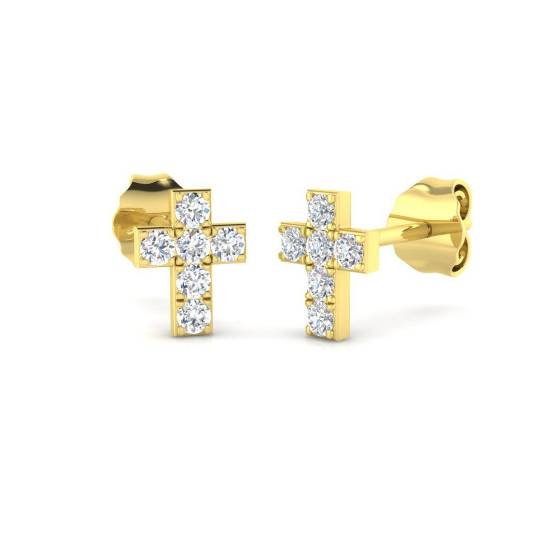 0.21ct SI2/G Round cut Diamond Cluster Earrings in 9k Yellow Gold