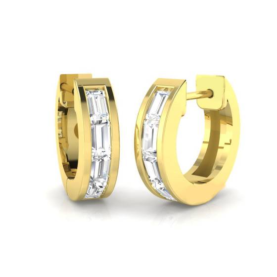 0.46ct SI2/G Baguette cut Diamond Hoop Earrings in 18k Yellow Gold