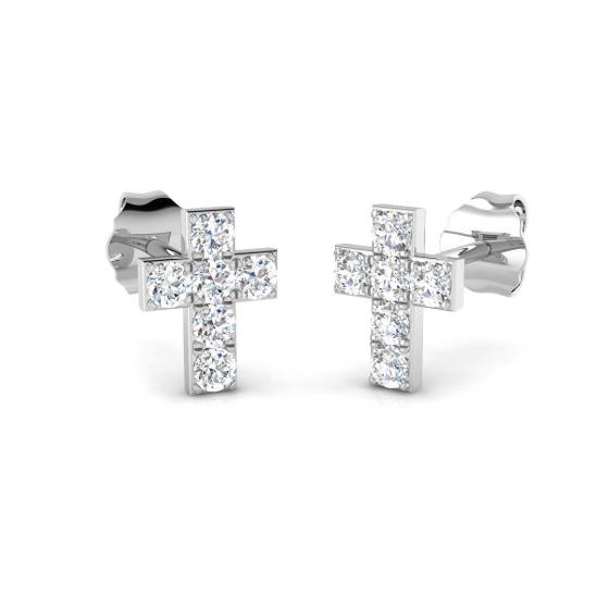 0.30ct SI2/G Round cut Diamond Cluster Earrings in 9k White Gold