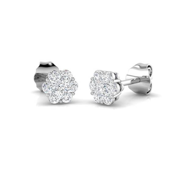 0.31ct SI2/G Round cut Diamond Cluster Earrings in 9k White Gold