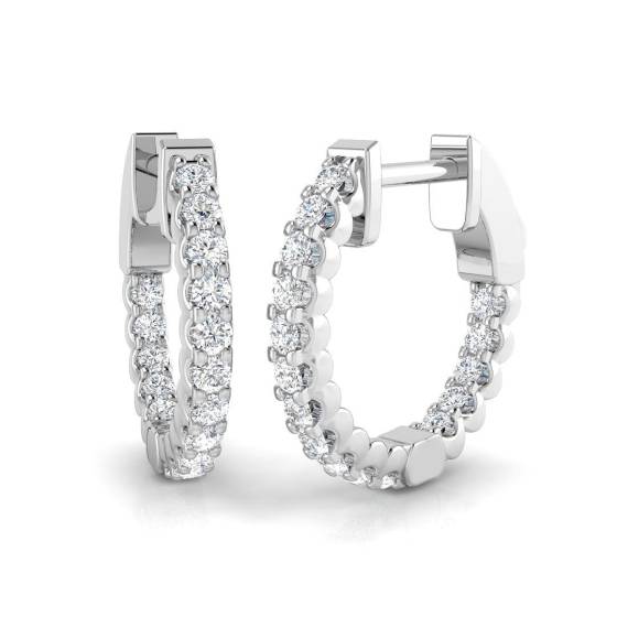 0.50ct SI2/G Round cut Diamond Hoop Earrings in 18k White Gold