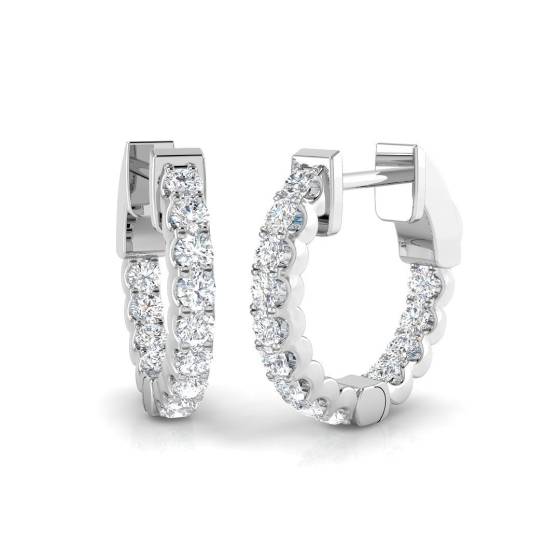 0.58ct SI2/G Round cut Diamond Hoop Earrings in 18k White Gold