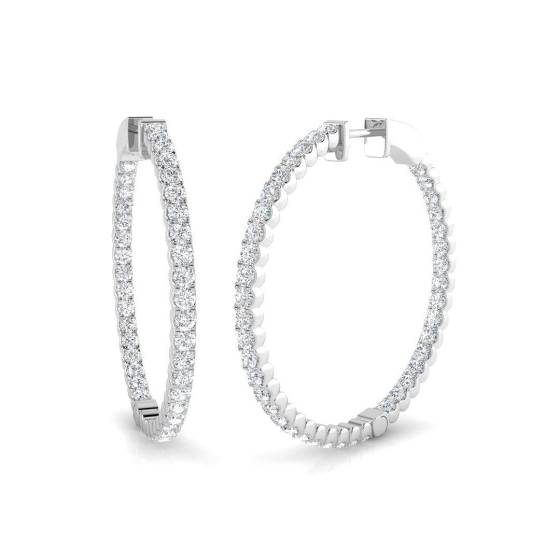 2.41ct SI2/G Round cut Diamond Hoop Earrings in 18k White Gold