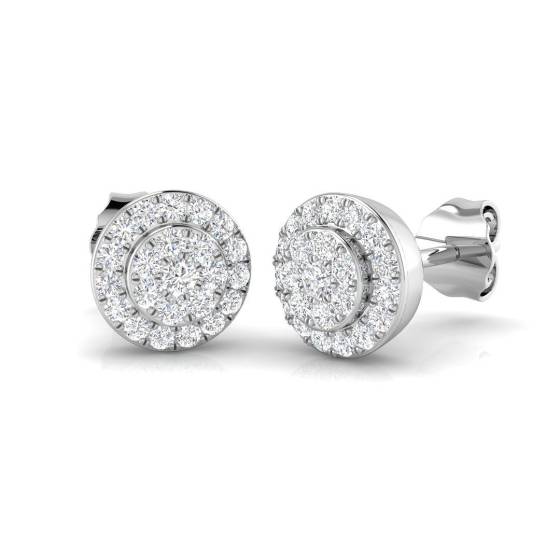 0.71ct SI2/G Round cut Diamond Cluster Earrings in 9k White Gold