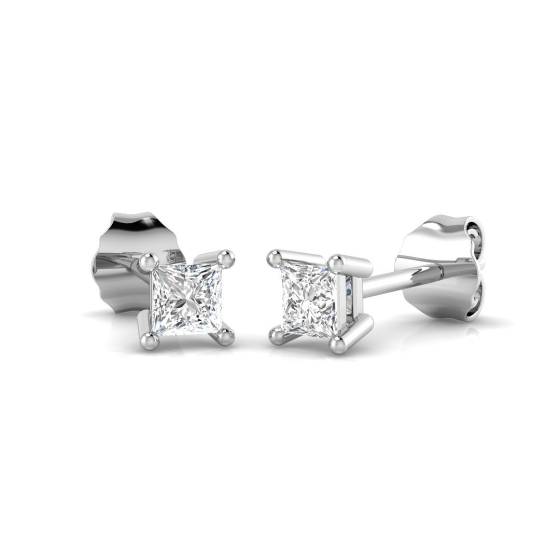 0.36ct SI2/G Princess cut Diamond Stud Earrings in 18k White Gold