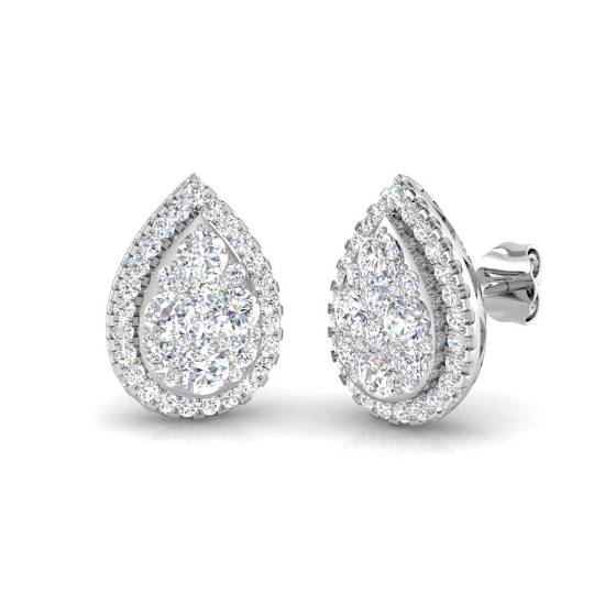 1.22ct VS/F Round cut Lab Grown Diamond Cluster Earrings in 9k White Gold