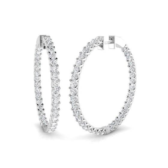 5.05ct SI2/G Round cut Diamond Hoop Earrings in 18k White Gold