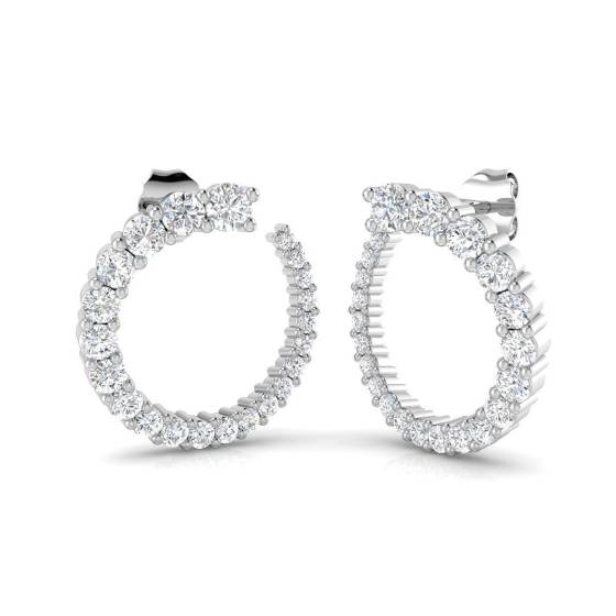 1.49ct SI2/G Round cut Diamond Hoop Earrings in 18k White Gold