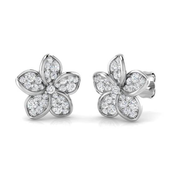 0.54ct SI2/G Round cut Diamond Cluster Earrings in 9k White Gold