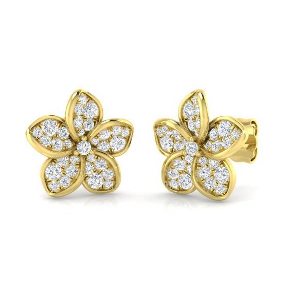 0.54ct SI2/G Round cut Diamond Cluster Earrings in 9k Yellow Gold