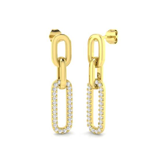 0.64ct SI2/G Round cut Diamond Drop Earrings in 9k Yellow Gold