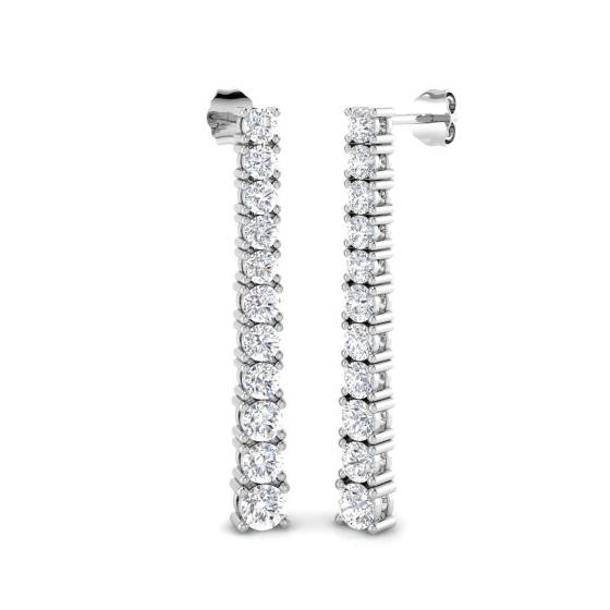 2.62ct SI2/G Round cut Diamond Drop Earrings in 18k White Gold