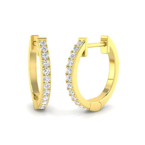 0.20ct SI2/G Round cut Diamond Hoop Earrings in 18k Yellow Gold