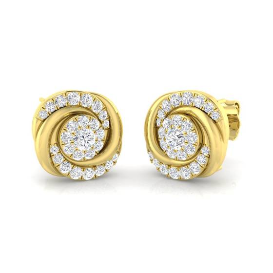 0.44ct VS/F Round cut Lab Grown Diamond Designer Earrings in 9k Yellow Gold