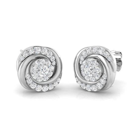 0.44ct SI2/G Round cut Diamond Cluster Earrings in 18k White Gold